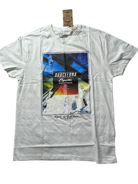 Vertical Barcelona Graphic Crew Neck Tee - White